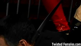 femdom punishes submissive with domination and humiliation in bdsm