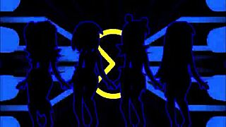 pacman ghost girls dance through three phases in 1080p