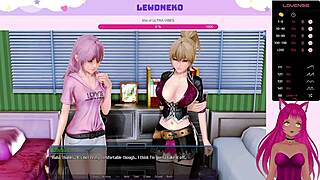 Vtuber Lewdneko plays Harem Hotel part 14 with slave anal and creampie