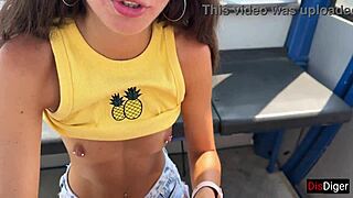 Public risky blowjob on ferris wheel in amusement park pov close up