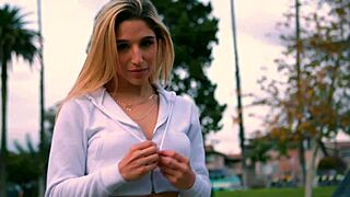 Hot blonde Hylee has a small butt and she is able to spread it widely