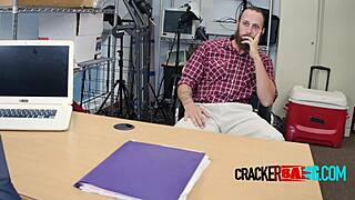 Can you believe this muscled white bear getting pounded by a huge black dong in an interracial hidden cam scene?