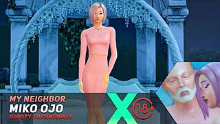 Hot and steamy scene with my neighbor Miko Ojo in The Sims 4