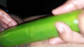 my sexy indian wife uses cucumber on her pussy... oops