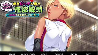 In the game, the bitch engages in a foursome in the locker room