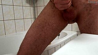 Gay man’s anal pleasure with dildo and pump