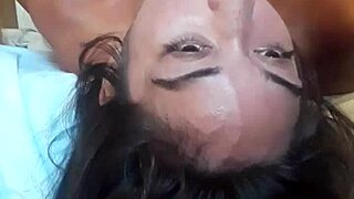 asian gets intense throat action