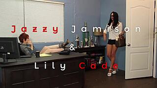 Jazzy Jamison and Lily Cade share an emotional lesbian moment with big asses.