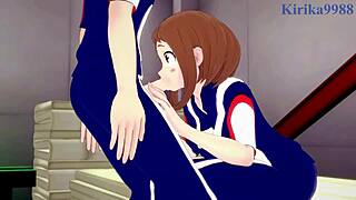 Ochako Uraraka and Izuku Midoriya have intense sex in My Hero Academia hentai.
