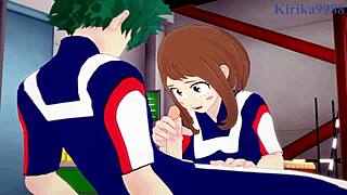 Ochako Uraraka and Izuku Midoriya have intense sex in My Hero Academia hentai.