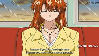 Japanese animated hentai with big-boobed women engaging in a fight and sexual act