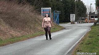 fat amateur emma flashes nude in public as voyeur bbw babe