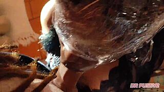 Black beauty gets her fix of big cock in interracial deepthroat scene