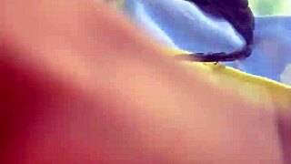 Horny pornstar cums from finger in public.