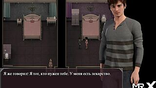 A pregnant woman gets cum on her face in a scene from a porn video game