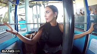Beautiful brunette Tiffany Brookes in hot POV milf action in public