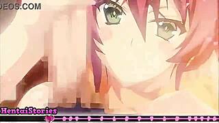 sexy crossdressing slut gives handjob on public transport in hentai game