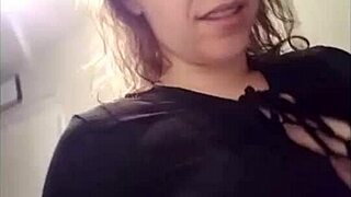 Brunette dominatrix humiliates with sexting clips featuring big tits