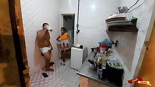 Gay Teen Anal Bareback in Kitchen with Stepdaughter