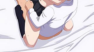 gal who stays over in hentai anime style