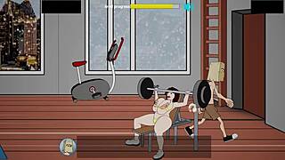 in fuckerman part five, the hero hits the sex gym to train with huge tits and big ass bimbo characters