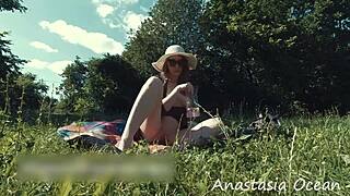 Woman Walking Without Underwear Flashing Pussy And Tits In Park