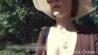 Woman Walking Without Underwear Flashing Pussy And Tits In Park