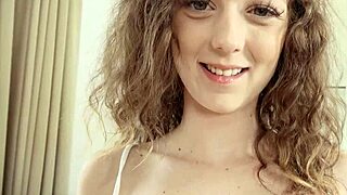 Shaved blonde gets a hardcore sex lesson with cum on tits