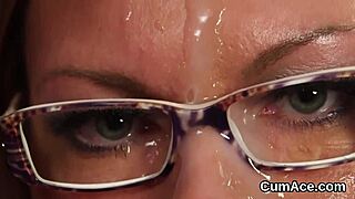 This wild model takes a massive facial cumshot load.