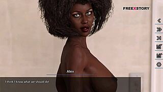 In Dreams of Desire, Latisha gives a blowjob to Alex while studying in 3D Indian game.