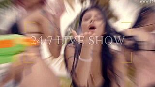 Dildo Fucks Brunette And Blonde Lesbians