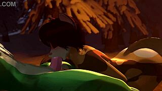 Furry character performs oral on dick in 3d hentai anime.