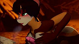 Furry character performs oral on dick in 3d hentai anime.