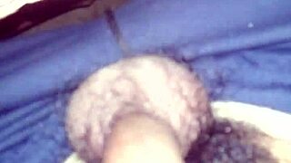 Shemale with hairy cock gets cumshot and sounding