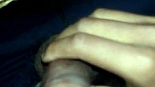 Shemale with hairy cock gets cumshot and sounding