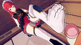 Sword Art Online: Virtual Foot Fetish Experience With Blowjobs And Footjobs.