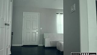 Young housewife bent over for deep physical exam submission.