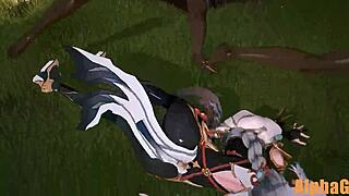 Shenhe in hentai anime engages in explicit sexual acts including fucking and oral with multiple partners