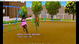 Commented gameplay of porn game with a demon girl on a breeding island