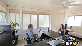 Vip4k: Petite teen gets paid for an office chat