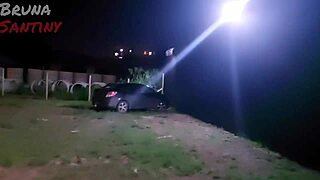 Bruna takes huge cock in nightclub parking lot
