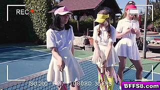 Besties clash over stud during outdoor tennis lesson fuck