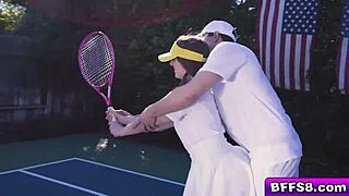 Besties clash over stud during outdoor tennis lesson fuck