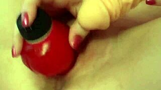 Hot Blonde Teen Masturbates Pussy With Dildo While Sucking Toy