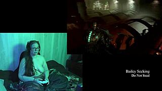 I'm playing Deadspace naked with my big tits out