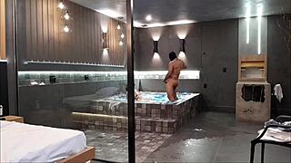 in the bathtub, that wild sex overwhelmed the brunette, she couldn't handle my big black cock