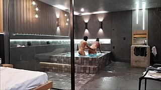 in the bathtub, that wild sex overwhelmed the brunette, she couldn't handle my big black cock