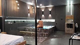 in the bathtub, that wild sex overwhelmed the brunette, she couldn't handle my big black cock