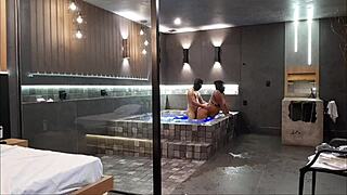 in the bathtub, that wild sex overwhelmed the brunette, she couldn't handle my big black cock