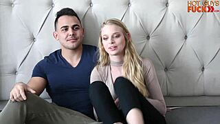 Short bodybuilder fucks tall blonde girl hard and fast